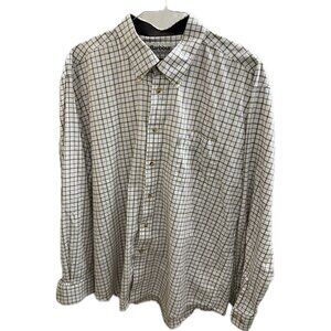 Barbour Button Down Shirt Regular  Fit Tattersall Check Mens Sz XL Brown White
